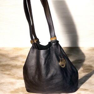 Michael Kors Black Leather Grommet Hobo